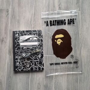 New Sealed A Bathing Ape Composition Notebooks 3 Pack W/ Pen BAPE